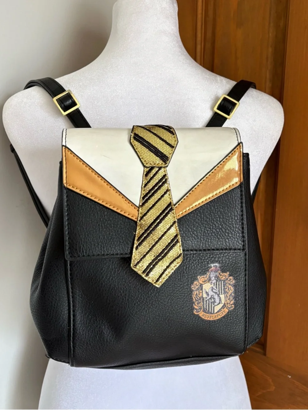 Danielle Nicole Harry Potter Hufflepuff Mini Backpack Adjustable Straps Gold - Picture 1 of 11
